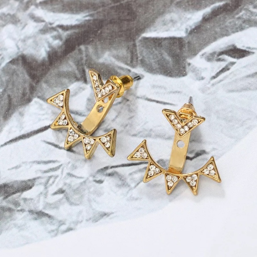 ⚜️𝟯𝟬%𝗢𝗙𝗙 𝗯𝘂𝗻𝗱𝗹𝗲𝘀 𝟯+⚜️ NEW Rhinestone Spiked Jacket Earrings - Picture 4 of 11